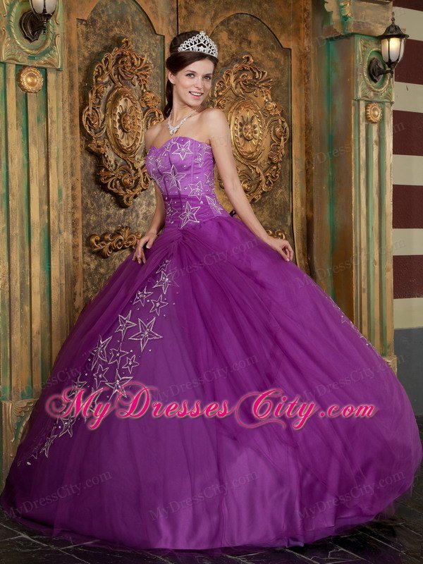 Custom Made Sweetheart Embroidery Purple Quinceanera Dress