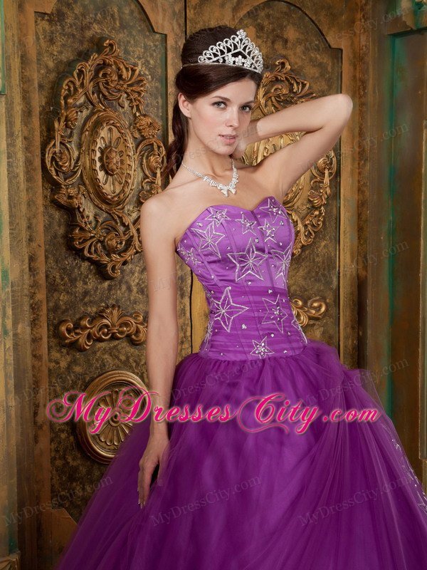 Custom Made Sweetheart Embroidery Purple Quinceanera Dress