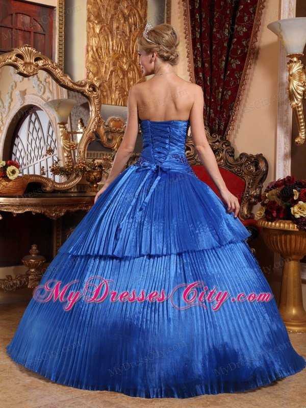 Appliques Sweetheart Pleat Royal Blue Quinceanera Dress for Cheap