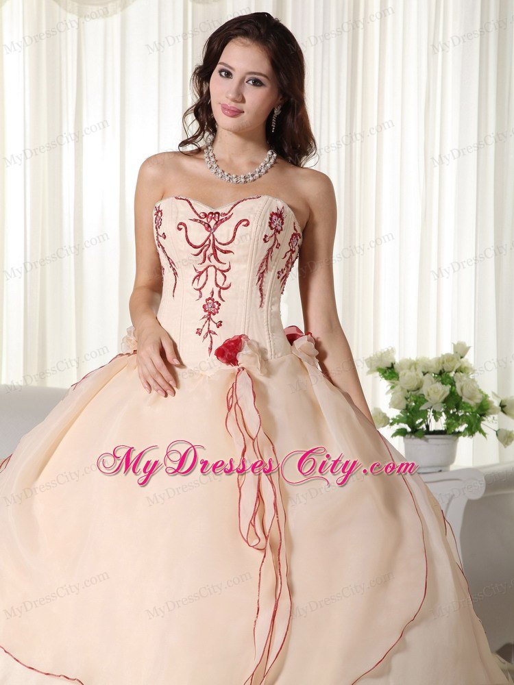 Custom Size Sweetheart Organza Embroidery Quinceanera Dress