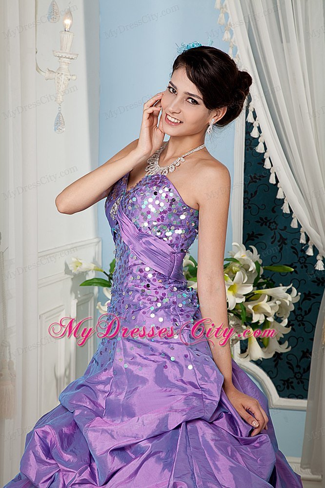 Lavender Sweetheart Taffeta Sequins Quinceanera Dress with Pick Ups