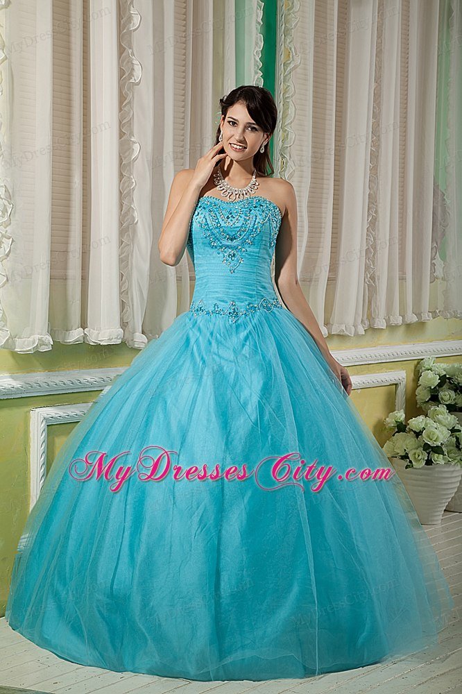 Hottest Style Beaded Sweetheart Tulle Ruches Quinceanera Dress