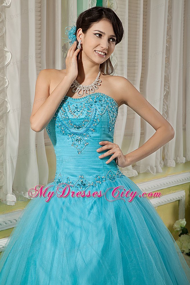 Hottest Style Beaded Sweetheart Tulle Ruches Quinceanera Dress