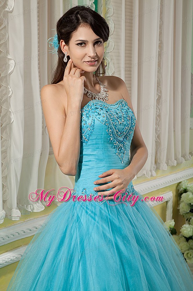 Hottest Style Beaded Sweetheart Tulle Ruches Quinceanera Dress