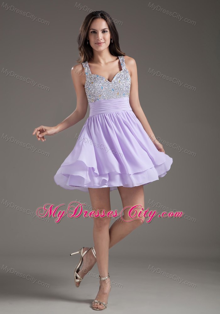 2013 Short Lavender Mini-length Chiffon Prom Dress for Girls