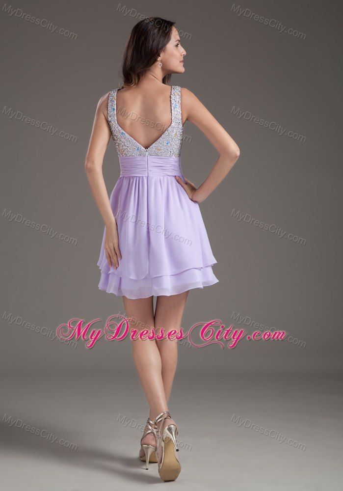 2013 Short Lavender Mini-length Chiffon Prom Dress for Girls