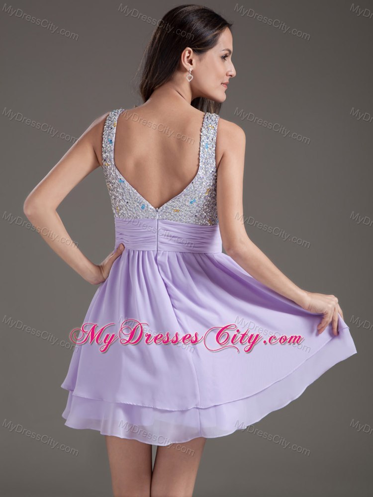 2013 Short Lavender Mini-length Chiffon Prom Dress for Girls