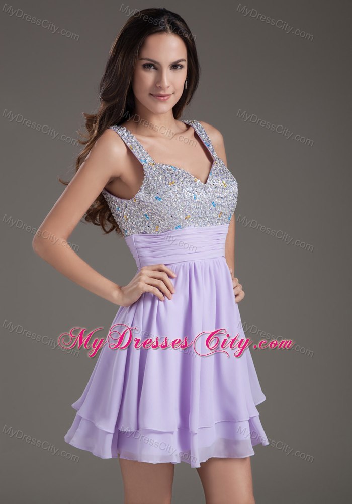 2013 Short Lavender Mini-length Chiffon Prom Dress for Girls