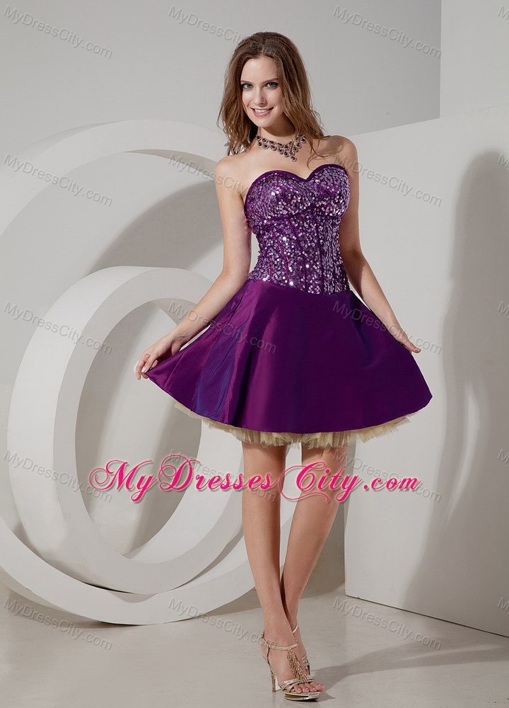 Elegant Purple Cocktail Dress A-line Sweetheart Mini-length