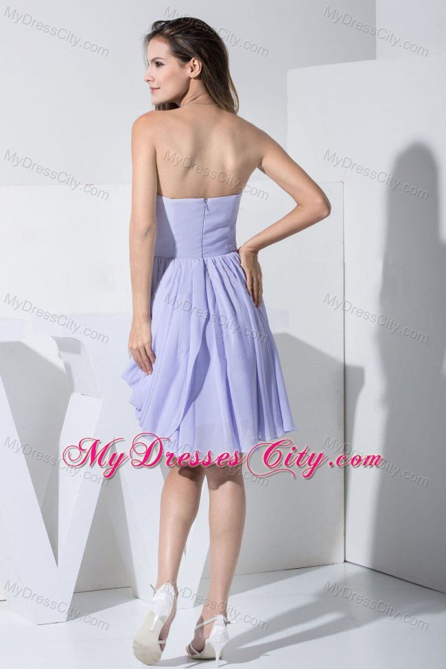 Lilac Sweetheart Ruching Knee-length Chiffon Homecoming Cocktail Dress