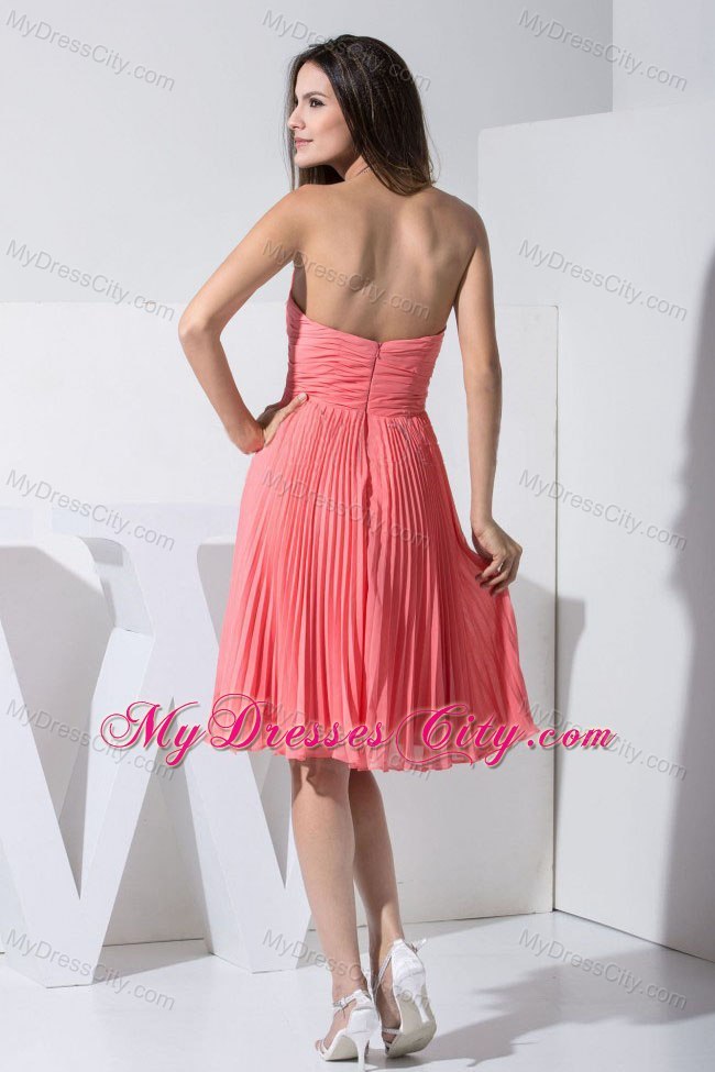 Sweethart Pleats Beaded Watermelon Short Cocktail Dress for Celebrity