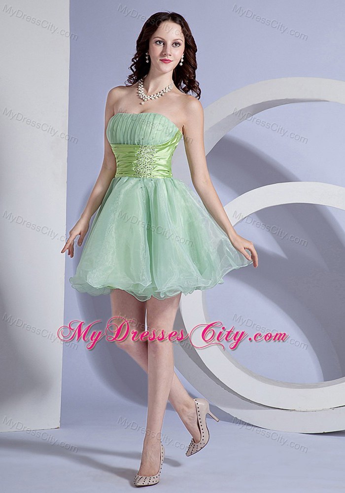 Strapless Beading Mini-length Layers Organza Wedding Cocktail Party Dress