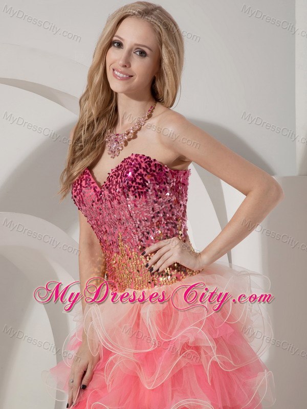 Hot Sweetheart Sequin Beading Organza Mini-length Cocktail Prom Dress