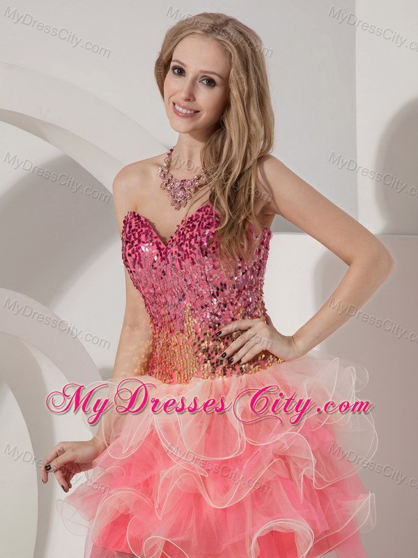 Hot Sweetheart Sequin Beading Organza Mini-length Cocktail Prom Dress