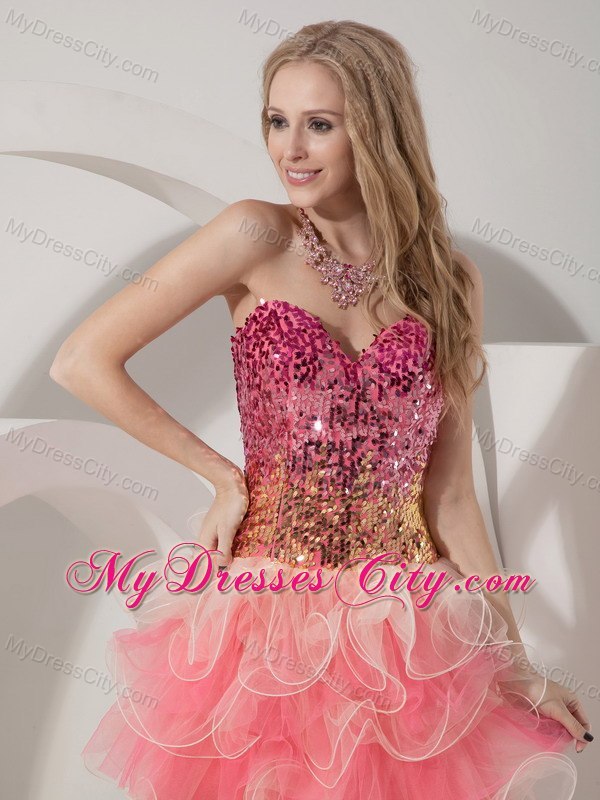 Hot Sweetheart Sequin Beading Organza Mini-length Cocktail Prom Dress