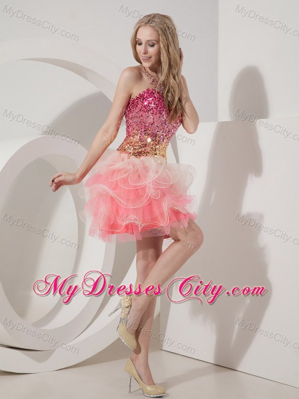 Hot Sweetheart Sequin Beading Organza Mini-length Cocktail Prom Dress