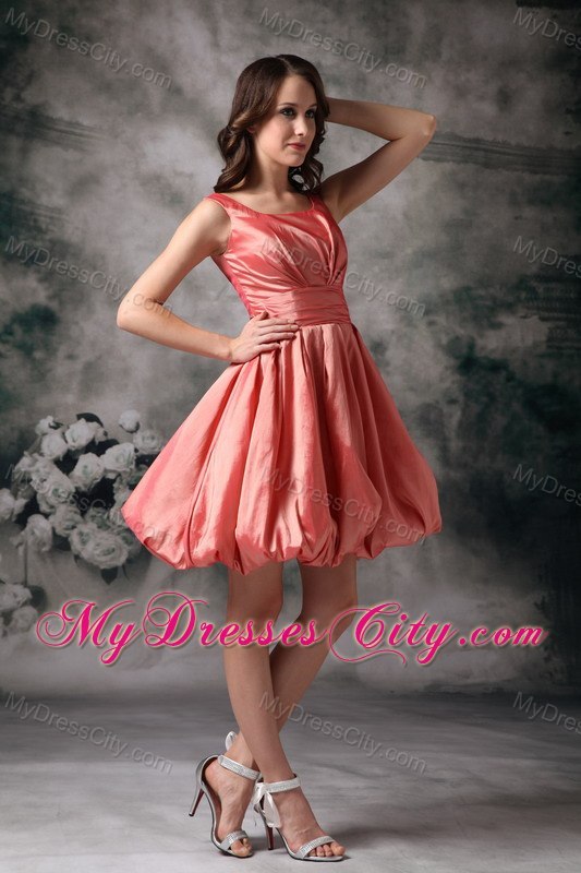 Discount Scoop Neck Puffy Bottom Back Out Taffeta Cocktail Dress