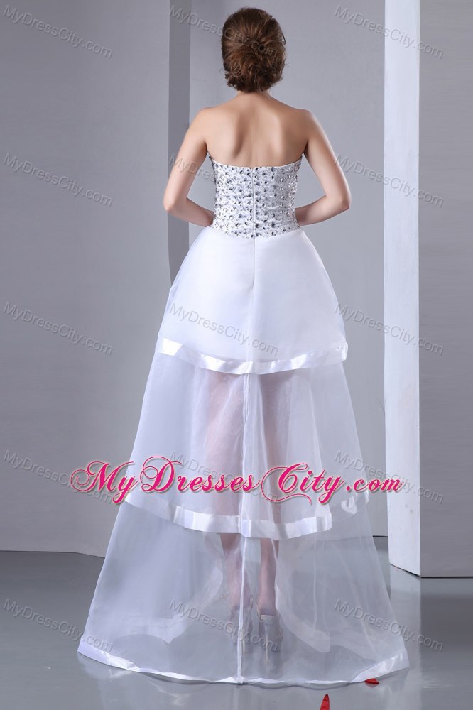 White Sweetheart High-low Cocktail Dress for Prom with Beading