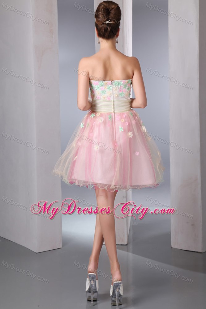 Colorful A-line Sweetheart Organza Appliques Cocktail Dress 2013