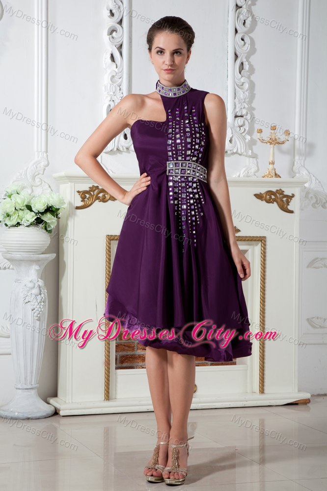 Eggplant Purple Asymmetrical Girls Cocktail Dresses with Beading