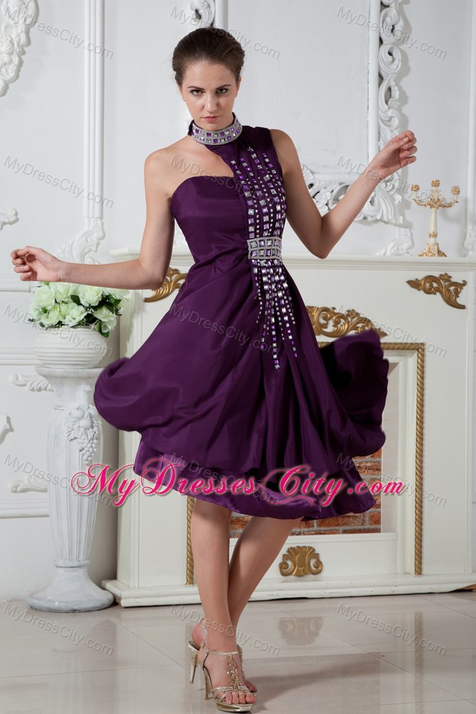 Eggplant Purple Asymmetrical Girls Cocktail Dresses with Beading