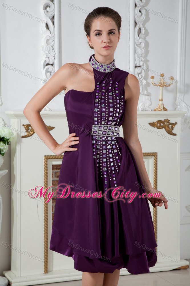 Eggplant Purple Asymmetrical Girls Cocktail Dresses with Beading