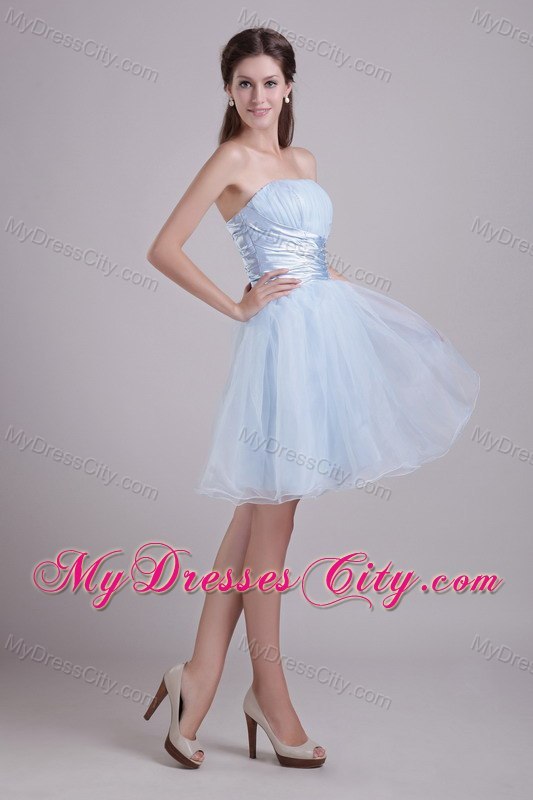 Beaded Ruching Knee-length Organza Semi-formal Cocktail Dress