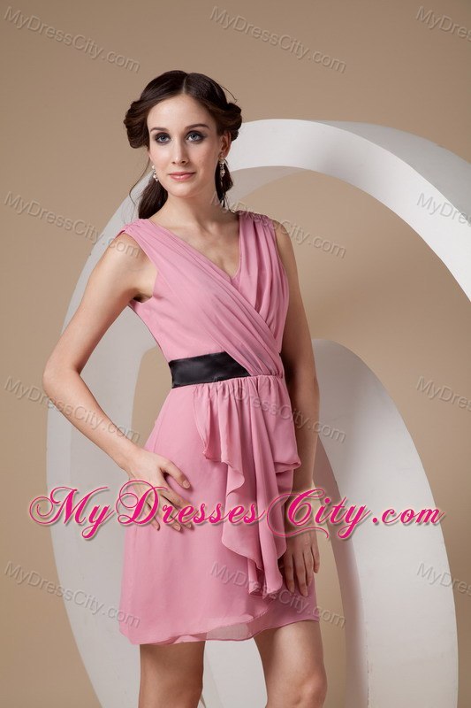 V-neck Mini-length Ruched Side Zipper 2013 Cocktail Dresses for Dama