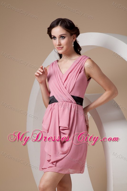 V-neck Mini-length Ruched Side Zipper 2013 Cocktail Dresses for Dama