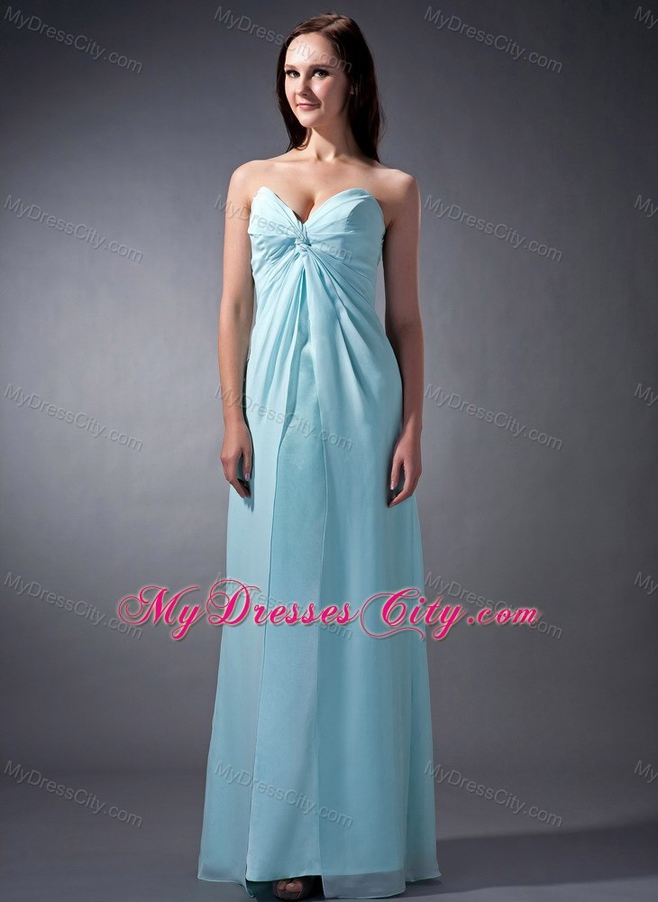 Aqua Blue Ruched Sweetheart Chiffon Formal Dresses for Dama