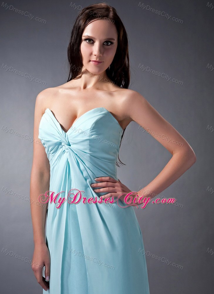 Aqua Blue Ruched Sweetheart Chiffon Formal Dresses for Dama