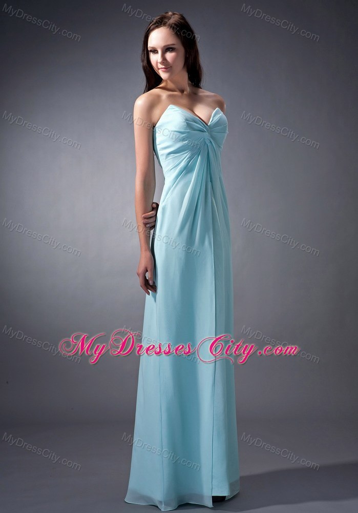 Aqua Blue Ruched Sweetheart Chiffon Formal Dresses for Dama