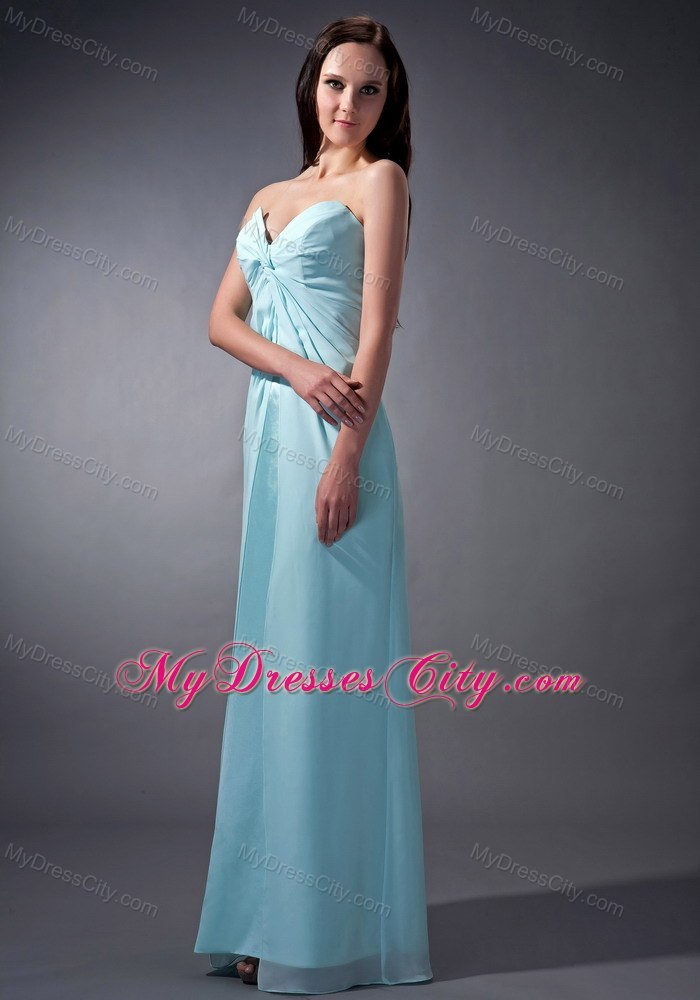 Aqua Blue Ruched Sweetheart Chiffon Formal Dresses for Dama