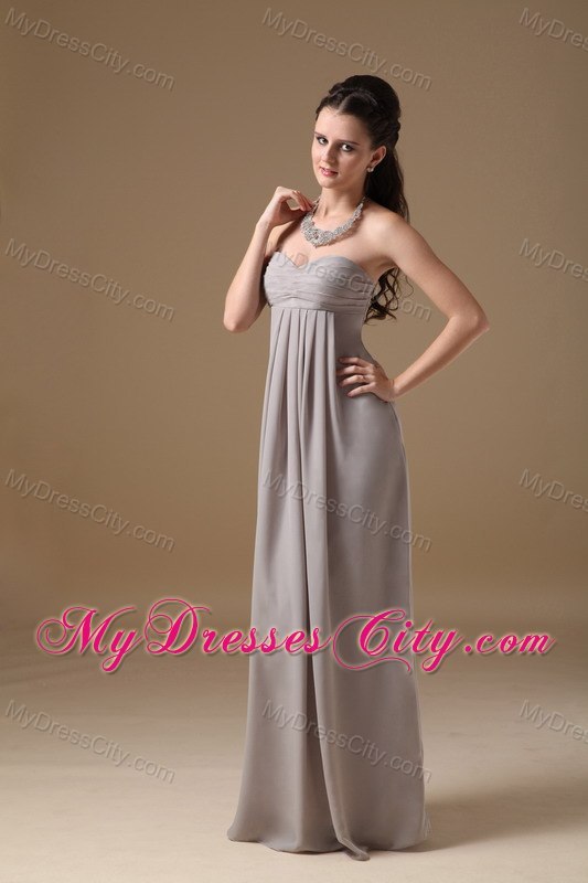 Simple Grey Sweetheart Chiffon Long Cheap Formal Dresses for Dama