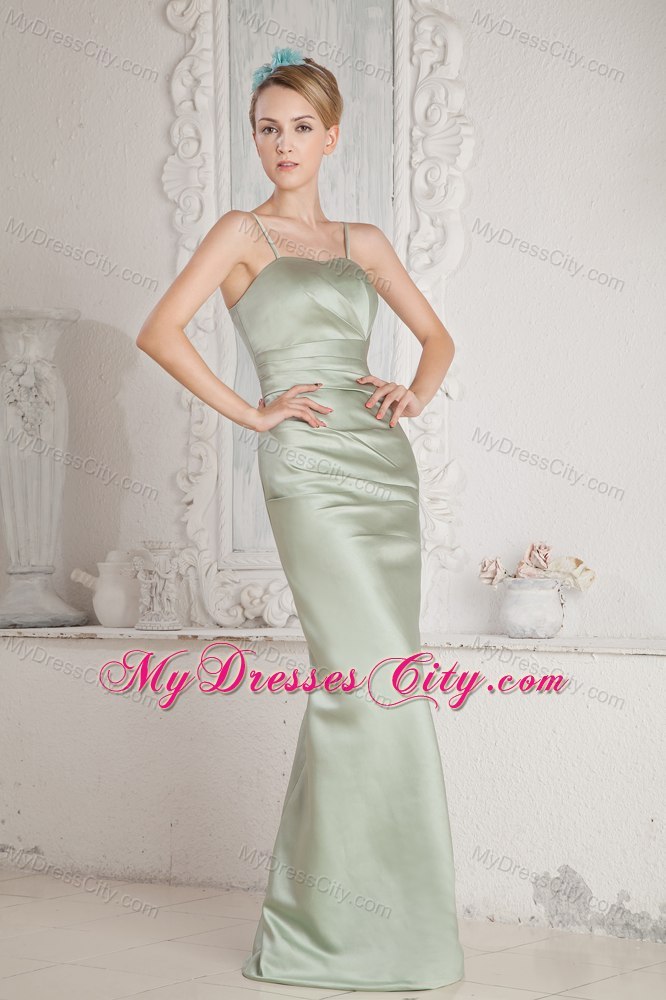 Column Spaghetti Straps Ruched Satin Dama Dress for Quinceaneras