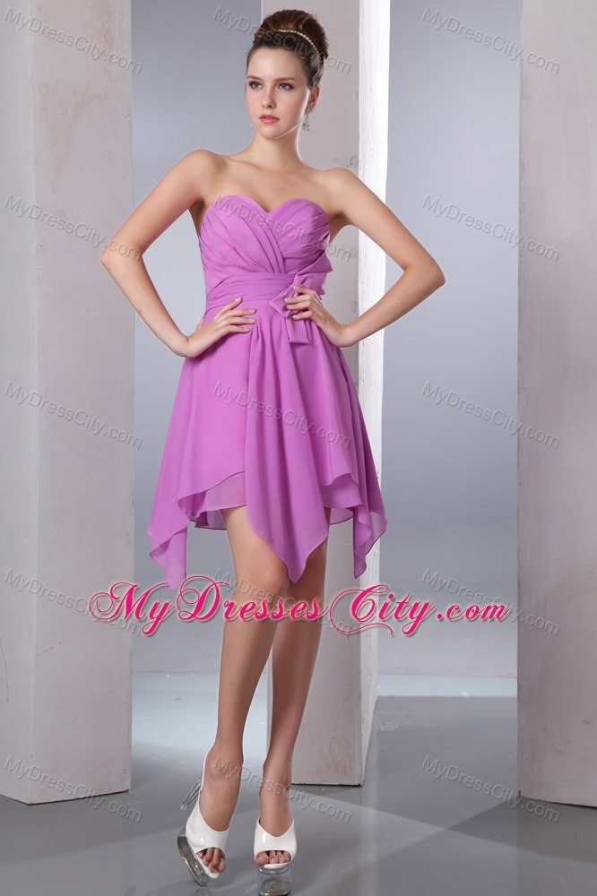 Lavender Sweetheart Handkerchief Hem Dama Dresses for Quinceanera