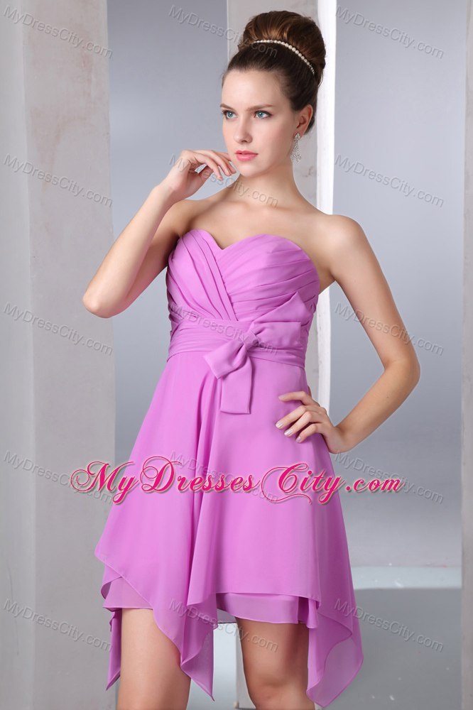 Lavender Sweetheart Handkerchief Hem Dama Dresses for Quinceanera