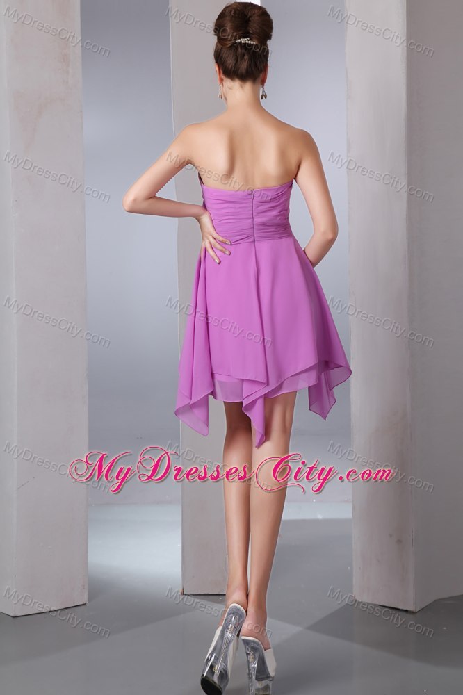 Lavender Sweetheart Handkerchief Hem Dama Dresses for Quinceanera