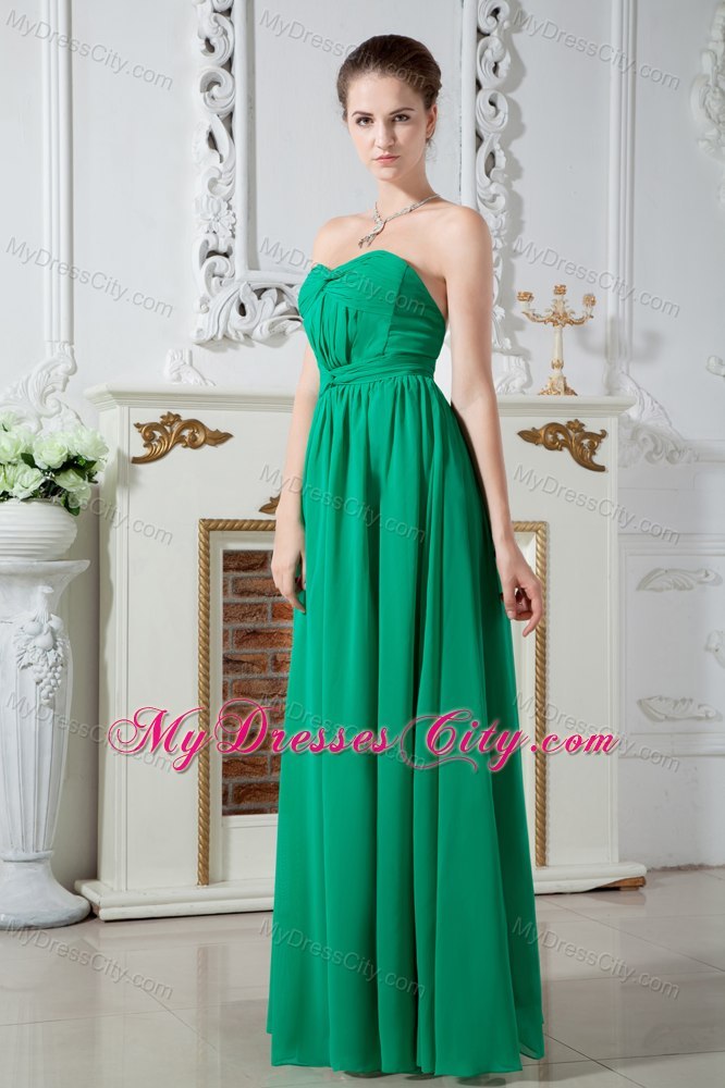 Green Empire Sweetheart Ruched Chiffon Dama Dresses for Quinceanera