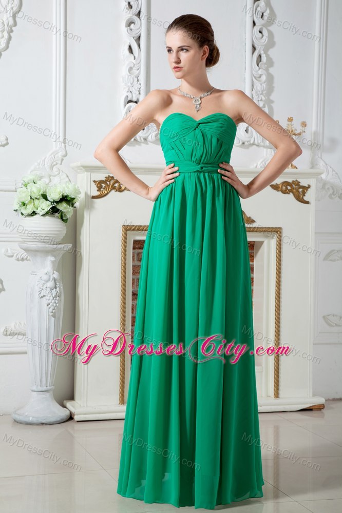 Green Empire Sweetheart Ruched Chiffon Dama Dresses for Quinceanera