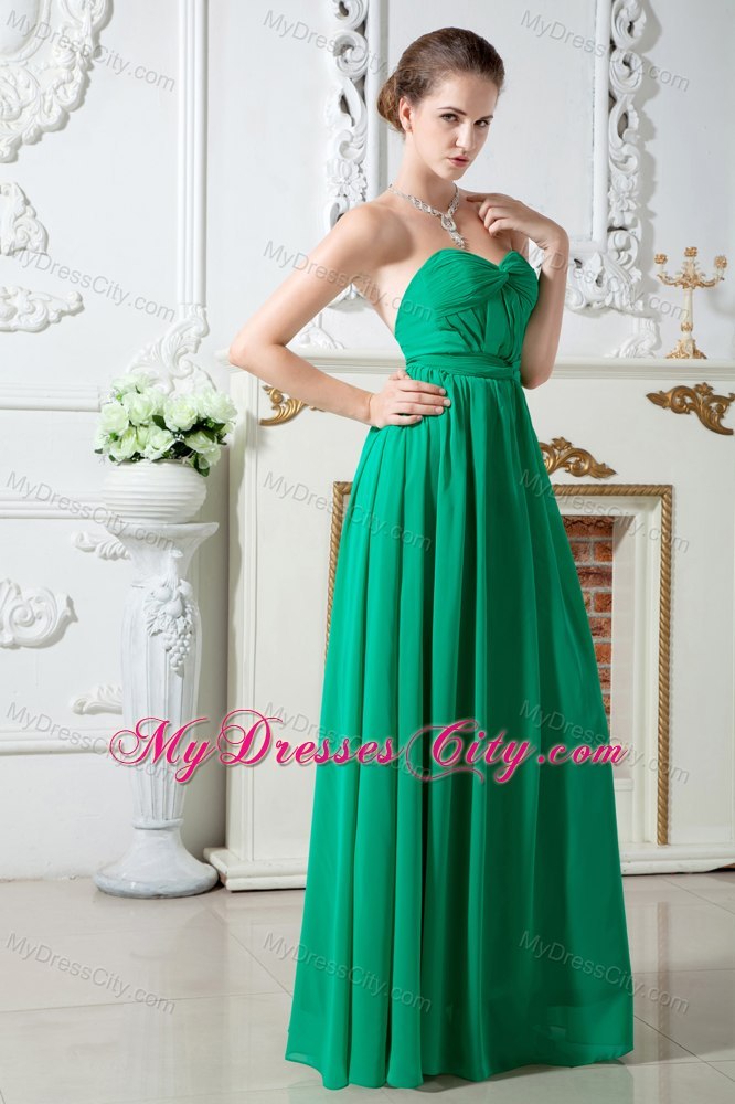 Green Empire Sweetheart Ruched Chiffon Dama Dresses for Quinceanera