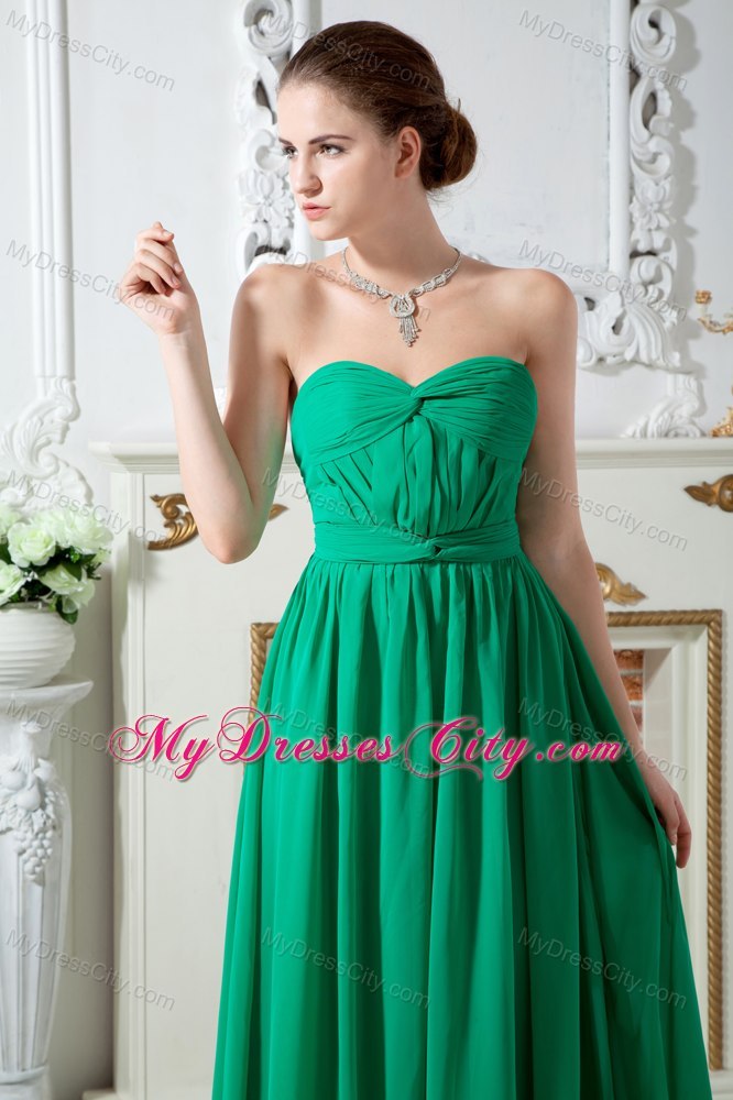 Green Empire Sweetheart Ruched Chiffon Dama Dresses for Quinceanera