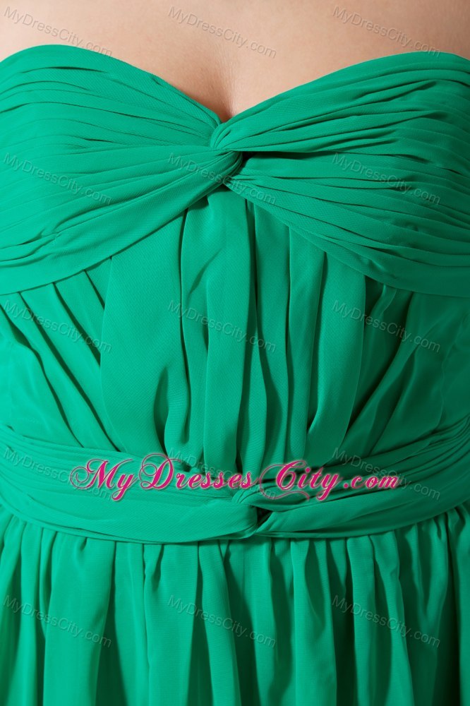 Green Empire Sweetheart Ruched Chiffon Dama Dresses for Quinceanera