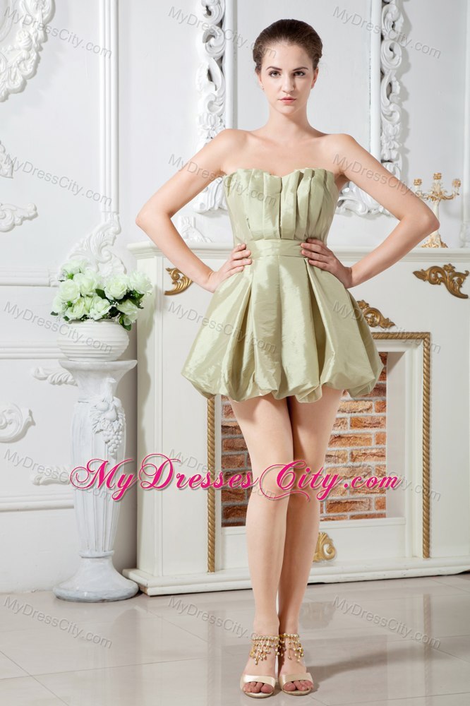 Sexy Mini-length Pick Ups Ruched Olive Green Cocktail Dresses for Dama