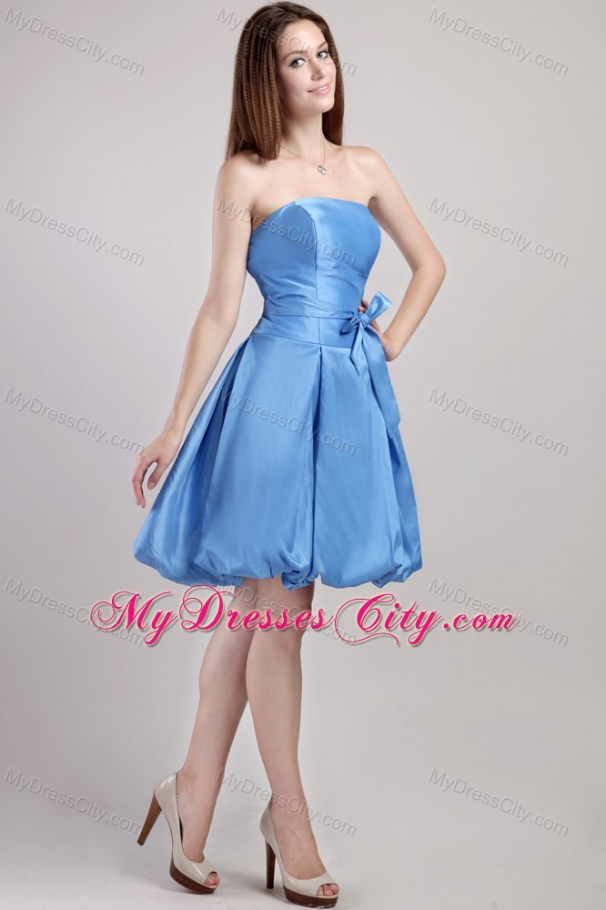 2013 Blue A-line Short Prom Cocktail Dress with Strapless Taffeta