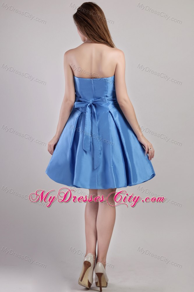 2013 Blue A-line Short Prom Cocktail Dress with Strapless Taffeta