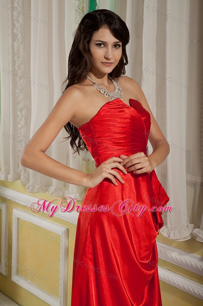 Sweetheart Beaded Ruching Red 2013 Formal Dresses for Dama