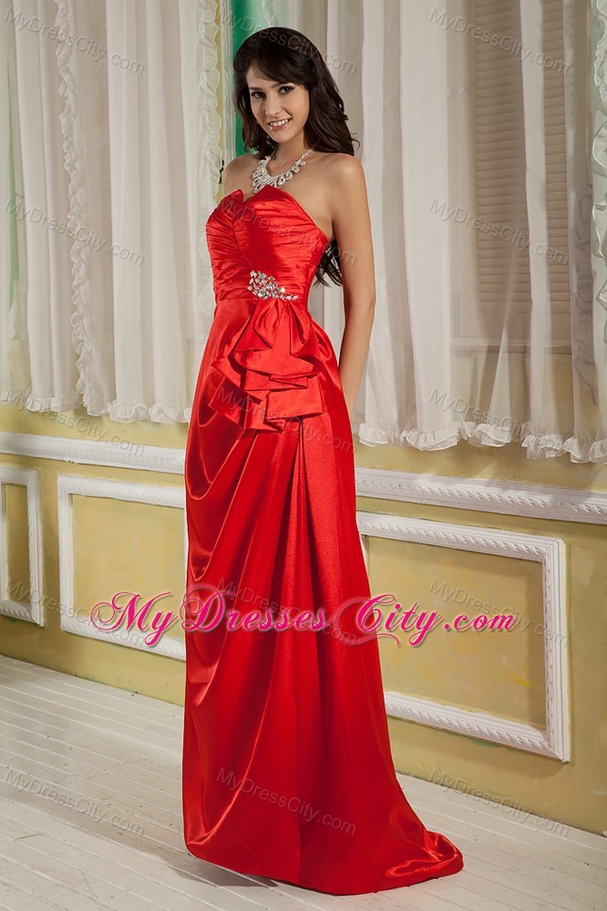 Sweetheart Beaded Ruching Red 2013 Formal Dresses for Dama