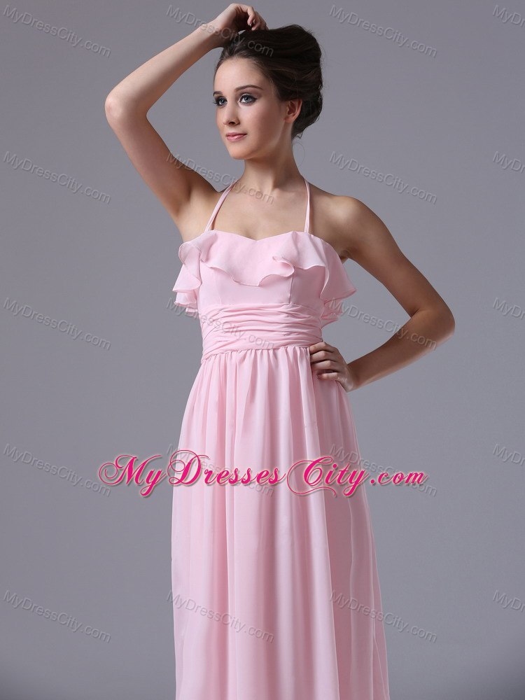 Flouncing Spaghetti Straps Halter Ruched Quinceanera Dama Dresses