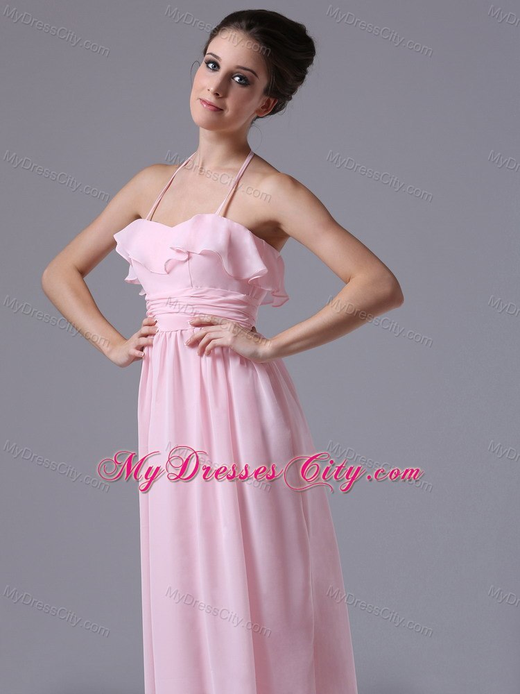 Flouncing Spaghetti Straps Halter Ruched Quinceanera Dama Dresses